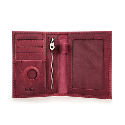 Leather Travel Passport Wallet with Airtag and RFID Blocking