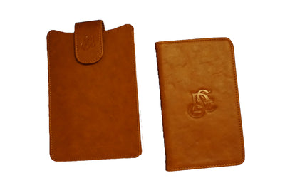Travel Wallet & Phone Pouch Holster Set - Black or Cognac