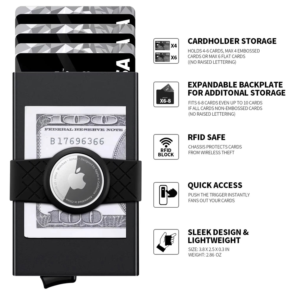 RFID Metal Wallet With Slide Out Card Holder And Air Tag