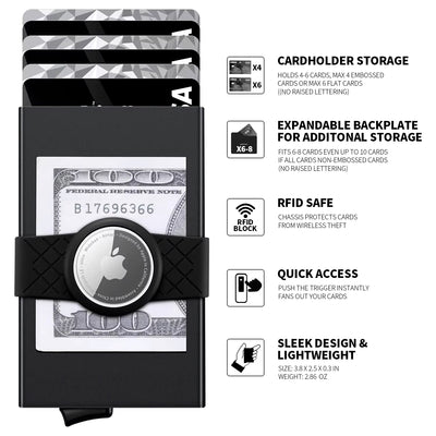 RFID Metal Wallet With Slide Out Card Holder And Air Tag