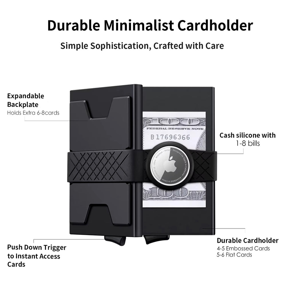 RFID Metal Wallet With Slide Out Card Holder And Air Tag