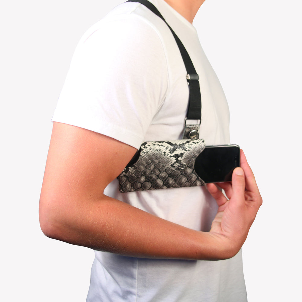 Cell Phone Leather Shoulder Holster (T-FIT) - Naiyah Gray - LD West