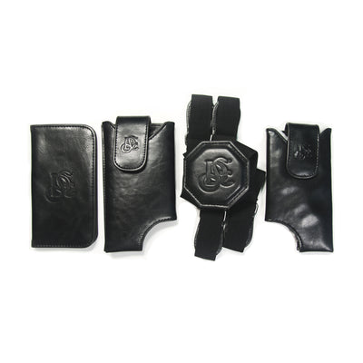 Cell Phone Leather Shoulder Holster (T-FIT) - Black + FREE ID Display Wallet Upgrade - LD West