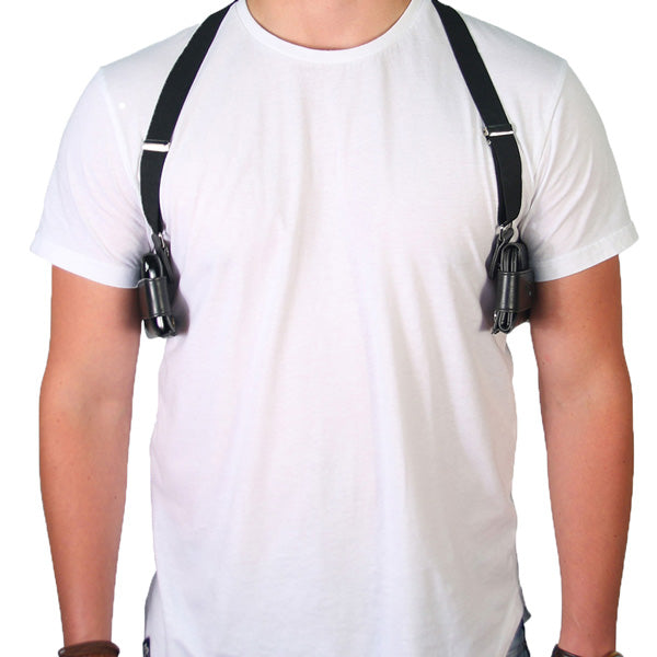 Cell Phone Leather Shoulder Holster Bundle - Black & Cognac - LD West