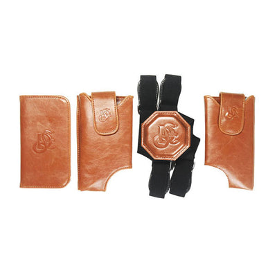 Cell Phone Leather Shoulder Holster Bundle - Black & Cognac - LD West