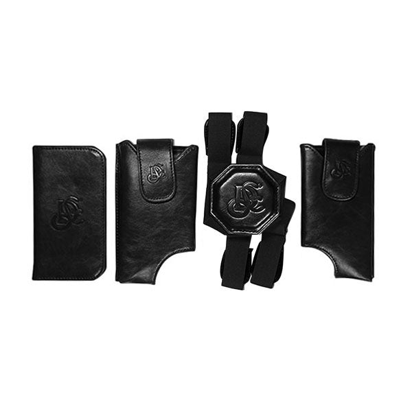 Cell Phone Leather Shoulder Holster Bundle - Black & Cognac - LD West