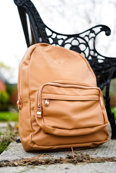 Cognac Backpack With Rose Gold Hardware