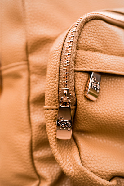 Cognac Backpack With Rose Gold Hardware