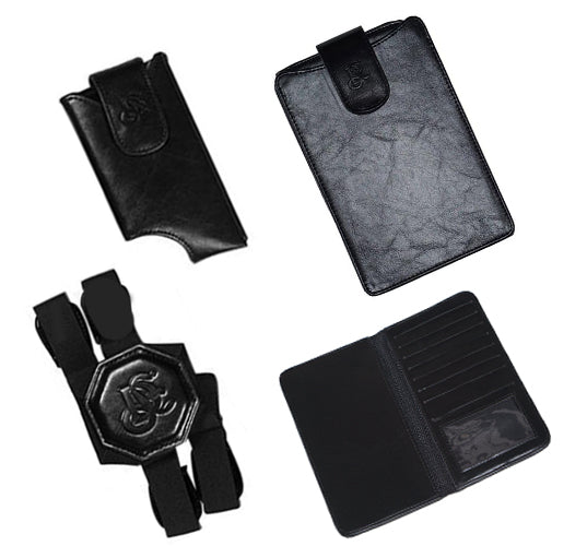 Travel Wallet & Phone Pouch Holster Set - Black - LD West