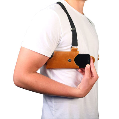 Cell Phone Leather Shoulder Holster (T-FIT) - Cognac - LD West